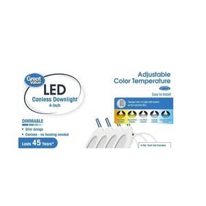 12 pk Great Value 6" LED Recessed Downlight Adjus Color Temp 65W Energy Star NIB